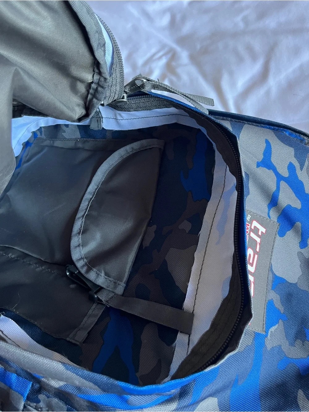 Trans by JanSport Blue Camo Backpack School Bookbag Travel Daypack